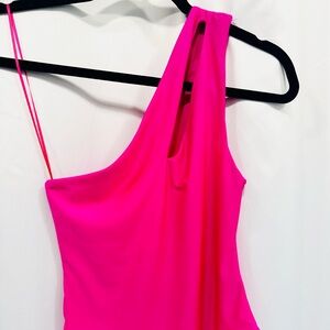Size small GLAM LA hot pink one shoulder bodysuit. NWT